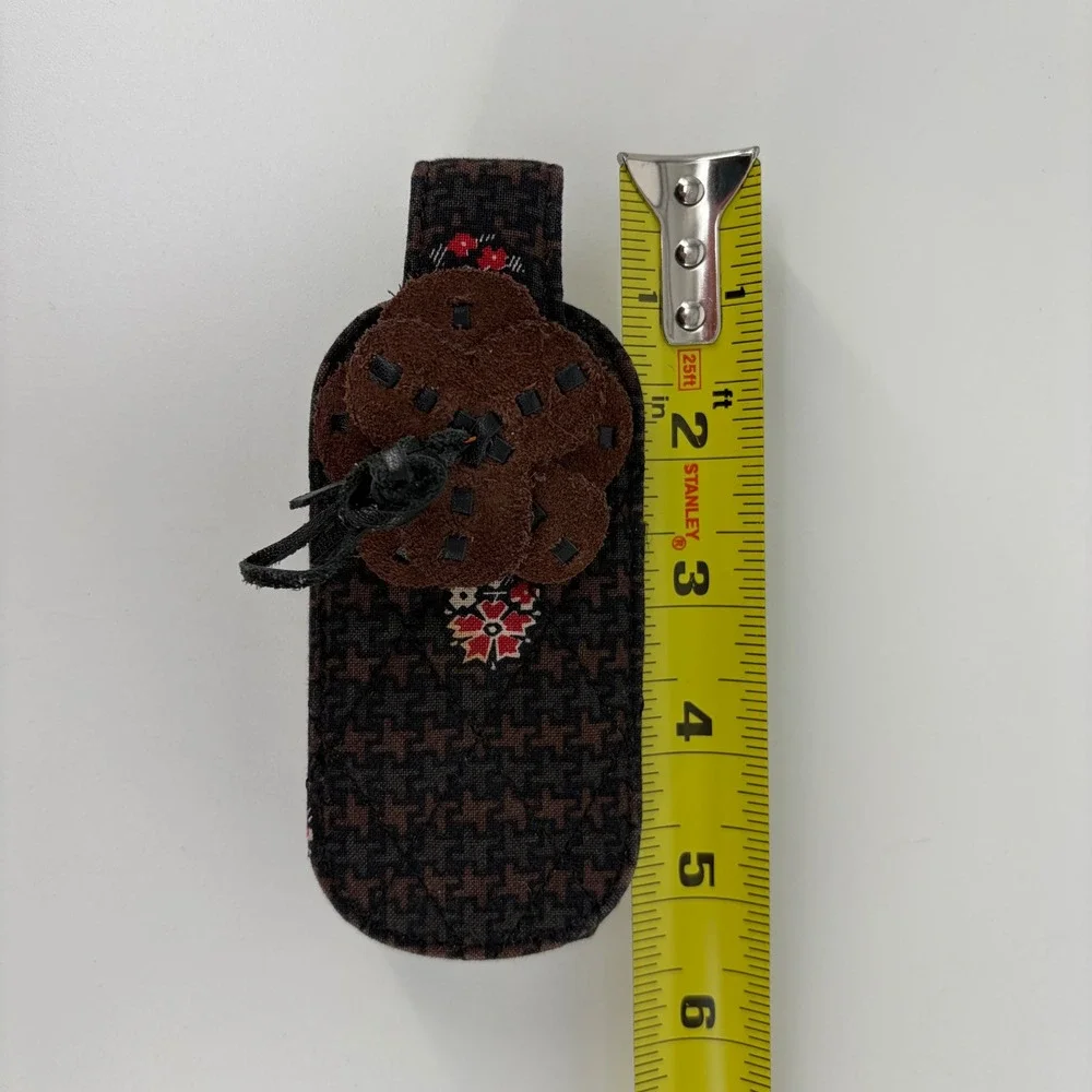 Vtg Vera Bradley Houndstooth Floral Quilted Cell Phone Case with Belt Clip Brown